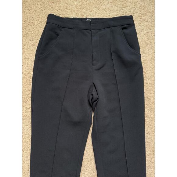 Maeve By Anthropologie Pintuck Tapered Leg Trouser Cuffed Pants Black Size 10 - Picture 5 of 9